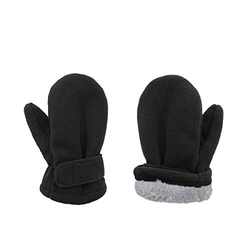 Zando Toddler Gloves Kids Winter Gloves Kids Mittens Fleece Lined Gloves Baby Mittens Soft Warm Gloves Ski Gloves for Baby Girl Baby Boy Mittens Black 4-7T