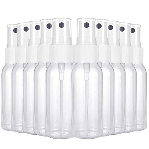 10 Pack of Clear Plastic Spray Bottles with Fine Mist Sprayer.Refillable  and  Reusable Bottles for Essential OilsPerfumesCleaning Products -35ml -1.18oz- 10 Bottles-