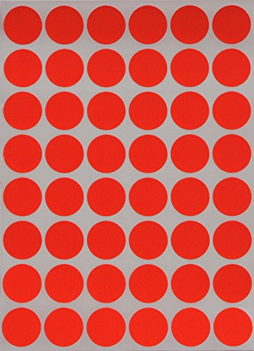Neon Red Dots Stickers ~ 5/8 inch - Color Coding Labels 17mm - 480 Pack by Royal Green