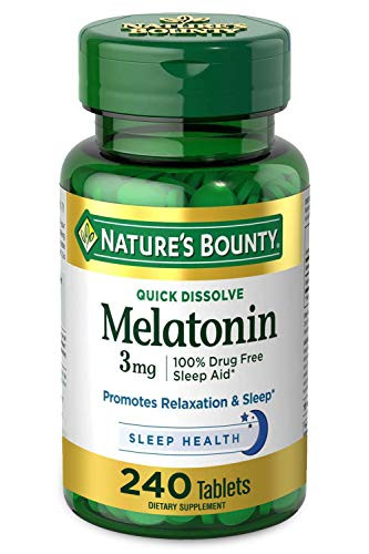 Natures Bounty Melatonin by 100 percent Drug Free Sleep Aid Dietary Supplement 3mg - 3 mg 240 Count