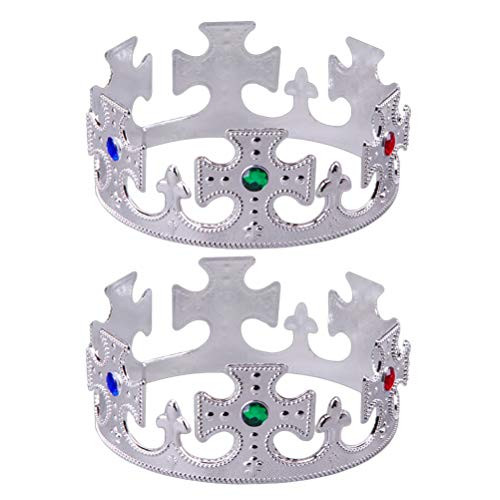 2 Pcs Halloween Party Silver King Crown Plastic Plating Queen Crown Antique Royal Medieval Crown Cross Crown Theater Halloween Prop Birthday Party Favors 2 Pcs Halloween Party Silver King Crown Plastic Plating Queen Crown Antique Royal Medieval Crown Cross Crown Theater Halloween Prop Birthday Party Favors