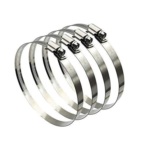 EesTeck 4Pcs 6 inch Adjustable 304 Stainless Steel Duct Clamps Hose Clamp Pipe Clamp Air Ducting Clamp worm drive hose clamps