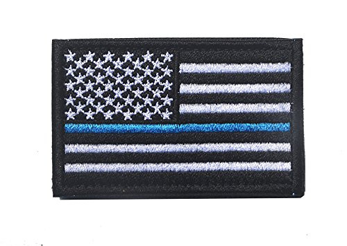 Tactical USA Flag Patch American Flag US United States of America Military Uniform Emblem Patches Black  and  White with Blue Line