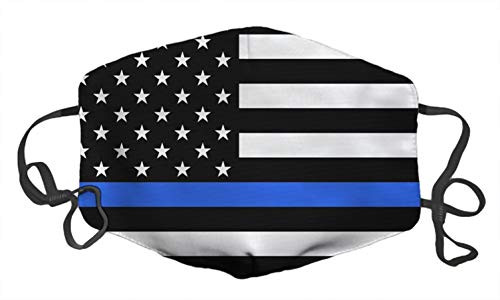 Washable Reusable Cotton Face Anti-Dust Bandana Balaclavas Mouth Shield Cloth Mask-Thin Blue Line American Flag-