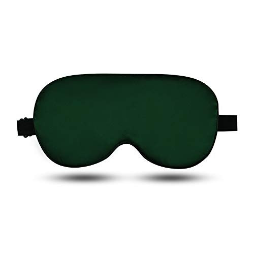 Silk Eye Sleep Mask Adjustable Strap Comfortable  and  Super Soft Cyan Satin Eye Mask Satin Eye Mask Blindfold Eyeshade for Men  and  Women for A Full Nights Sleep -Dark Green-