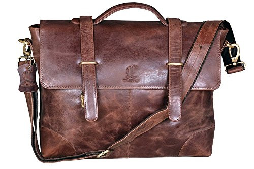 Cuero 16" Leather Messenger Laptop Briefcase Satchel Messenger Bag For Men and Women
