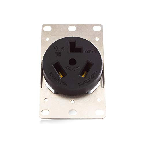 Sintron NEMA 10-30R Straight Blade Outlet Female Receptacle For Clothes Dryers and Kitchen Ranges 125/250 Volt 30 Amp 3 Pole 3 Wire UL Listed IP20 Suitability Heavy Duty Spec Industrial Grade.