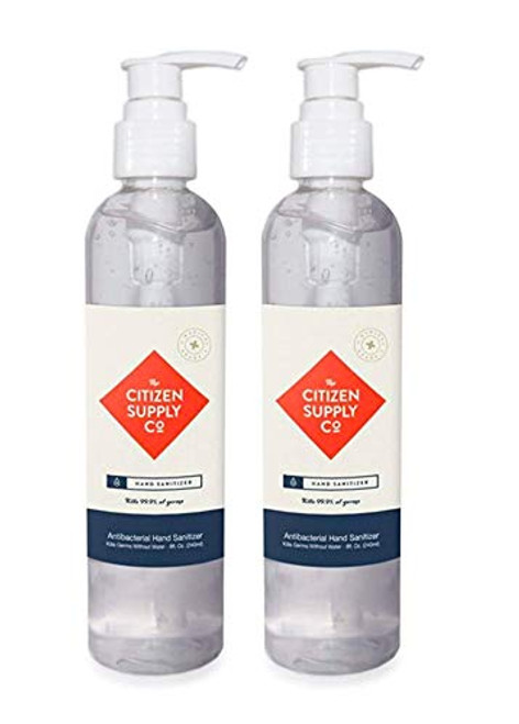 The Citizen Supply Hand Sanitizer Gel Made in the USA Contains 70 percent Ethyl Alcohol - Kills 99.99 percent of Germs -2- 8oz Size Bottles Medical Grade The Citizen Supply Hand Sanitizer Gel Made in the USA Contains 70 percent Ethyl Alcohol - Kills 99.99 percent of Germs -2- 8oz Size Bottles Medical Grade