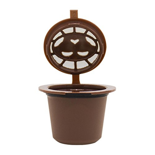 Fheaven -TM- Coffee FilterRefillable Reusable Coffee Capsules Pods For Nespresso Machines Filter -Brown-