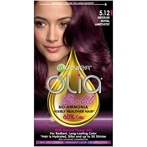 Garnier Olia Bold Ammonia Free Permanent Hair Color -Packaging May Vary- 5.12 Medium Royal Amethyst Purple Hair Dye Pack of 1