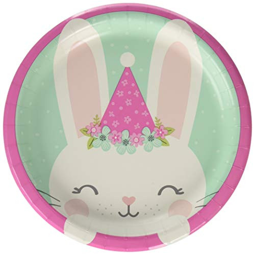 Creative Converting Party Supplies, Bunny Party Dessert Plates, Plate Lunch, Multicolor, 7", 8ct