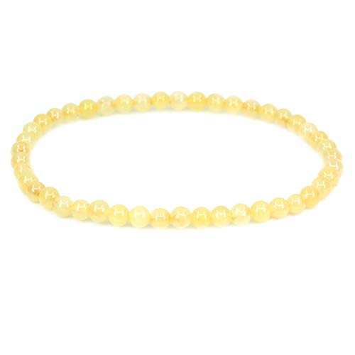 AMANDASTONES Natural Yellow Quartzite 4mm Round Beads Rock Crystal Stretch Bracelet 7 inch Unisex