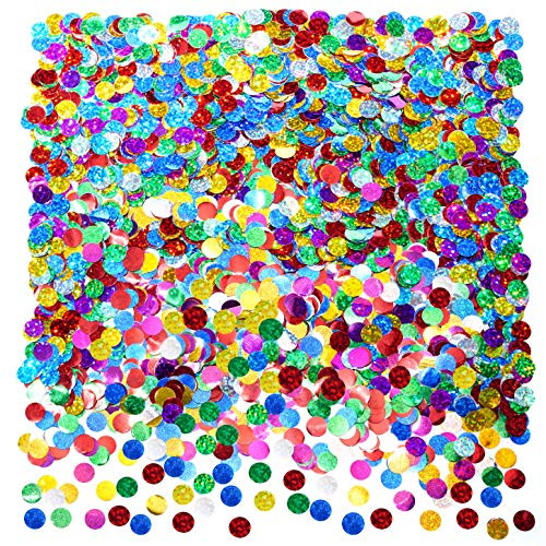 Multicolor Sparkle Foil Metallic Round Table Confetti Decor Circle Dots Mylar Table Scatter Confetti Wedding Bachelorette Valentines Mothers Day Baby Shower Birthday New Years Party Confetti Decorations 50g