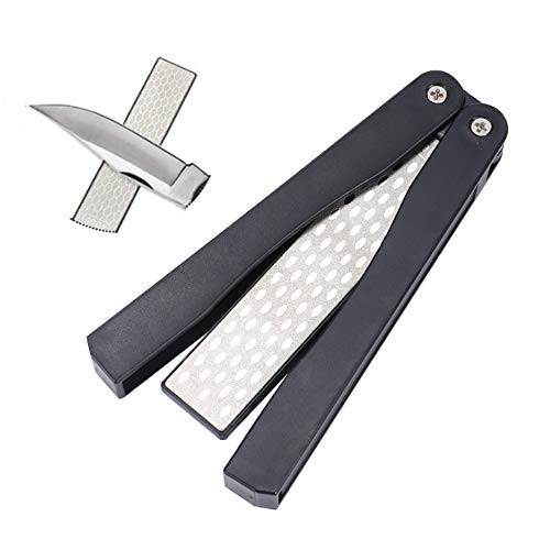 ManYee Double Sided Diafold 5 inch Diamond Knife Sharpener 400/600 Grit Pocket Sharpener Folding Diamond Knife Sharpener for Outdoor Camping Garden Kitchen Home