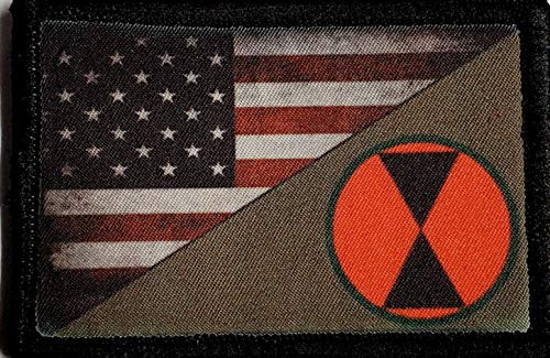 Full Color 7th Infantry Division USA Flag Morale Patch Tactical Military. 2x3 inch Hook and Loop Made in The USA