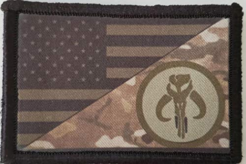Subdued USA Flag Mandalorian Bounty Hunter Tactical Morale Patch. Hook and Loop. Made in The USA