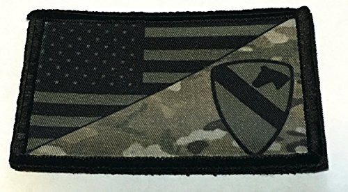 Subdued US Army 1st Cavalry Division USA Flag Morale Patch Tactical Military. 2x3 inch Hook and Loop Made in The USA