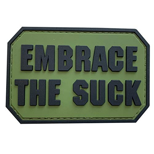 uuKen Embrace The Suck Funny PVC Rubber Tactical Hook Patch for Tactical Backpacks -OD Green-