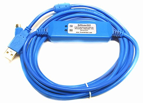 EZSync USB Programming Cable for Mitsubishi Melsec FX Series PLCs, USB to RS422, FX-USB-AW Compatible, EZSync505