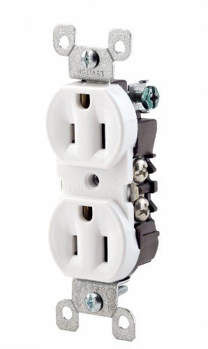 Leviton 12650-W 15 Amp 125 Volt Co/Alr Duplex Receptacle Straight Blade Residential Grade Grounding White