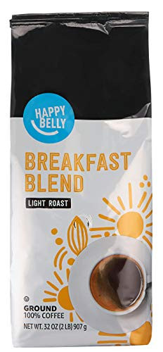 Amazon Brand - Happy Belly Breakfast Blend Ground Coffee Light Roast 32 Ounce