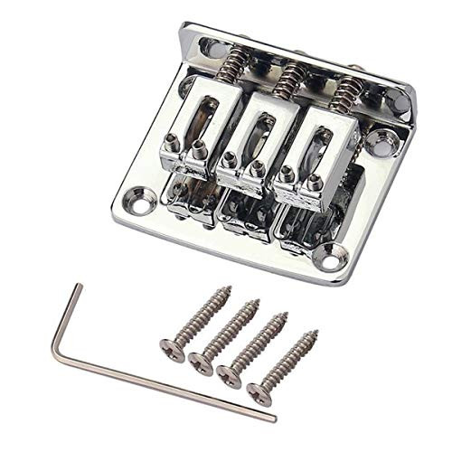 Adjustable 3 String Guitar Hard-tail Tailpiece Bridge for Cigar Box Electric Guitar Parts Guitar Replacement Chrome