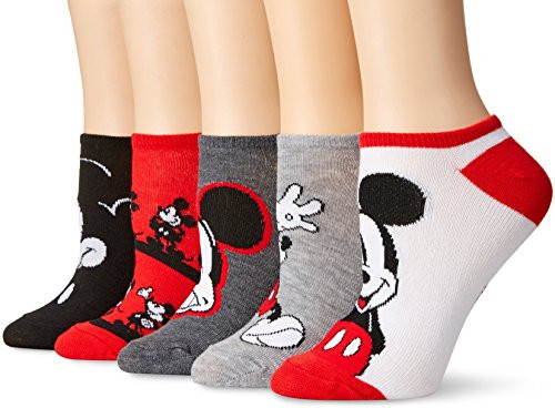 Disney womens Mickey Mouse 5 Pack No Show Casual Sock Red Mickey Fits Sock Size 9-11 Fits Shoe Size 4-10.5 US Disney womens Mickey Mouse 5 Pack No Show Casual Sock Red Mickey Fits Sock Size 9-11 Fits Shoe Size 4-10.5 US