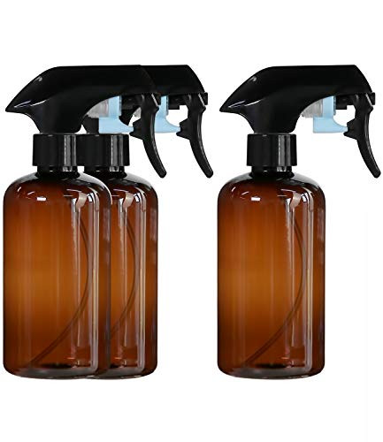 3-Pack Amber Plastic Spray Bottle 8oz250ml Empty Colored Mist Sprayer Bottles Refillable Medium Adjustable Trigger Cleaning Products for Hair and PlantEssential Oils