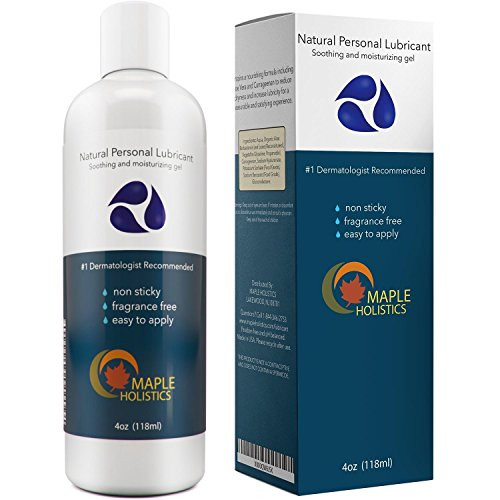 Natural Personal Lubricant for Sensitive Skin - Women and Men - Water Based Lube with Aloe Vera and Carrageenan - 4oz - by Maple Holistics
