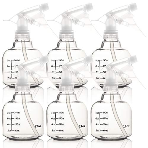 Youngever 6 Pack Empty Plastic Spray Bottles Spray Bottles for Hair and Cleaning Solutions -12 Ounce-