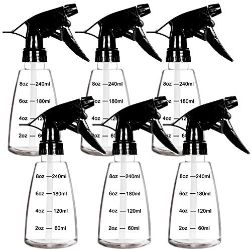 Youngever 6 Pack Clear Empty Plastic Spray Bottles 8oz Spray Bottles for Hair and Cleaning Solutions
