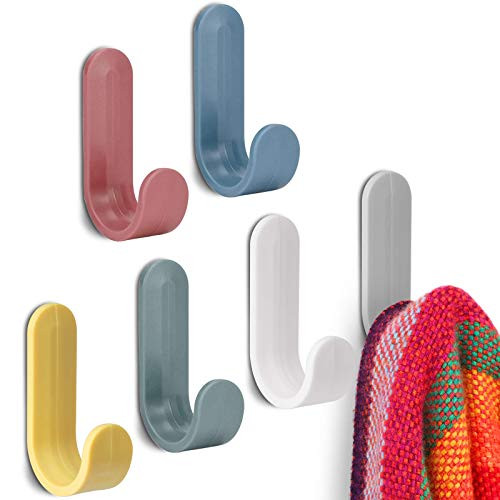 YUN Adhesive Hooks 24 Pack Adhesive Stick on Hooks Key Hooks Kitchen Towel Hook Waterproof Adhesive Hooks for Hanging Wall Hooks for Coat Robe on BathroomKitchen and Home  -24pcs-