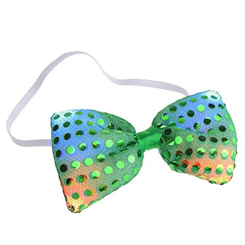LED Light Up Flashing Sequin Bow Ties Tie - Various Colors by Mammoth Sales -Green 2-