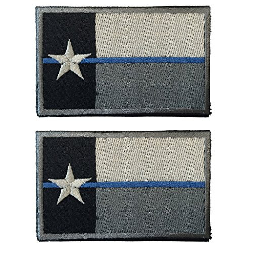 SpaceAuto Bundle 2 Pieces Thin Blue Line Texas State TX Flag Tactical Morale Patches