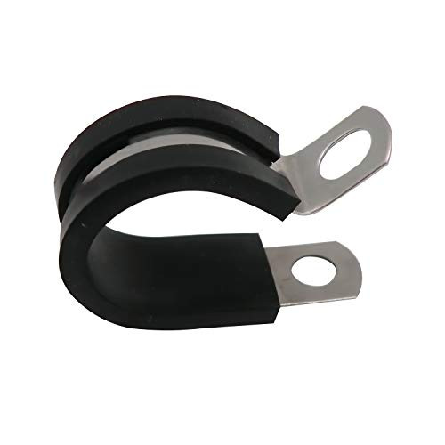 3/16 inch Cable Clamp Stainless Steel Insulated Rubber Cushioned  Cable Clamp Pipe Clamp Hose Clip Line Clamp and wire clamp -12 Pack-