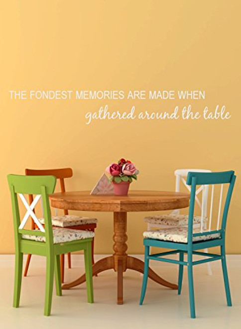 The Fondest Memories Are Made When Gathered Around the Table Vinyl Wall Decal Sticker - 48" W x 7" H (White) The Fondest Memories Are Made When Gathered Around the Table Vinyl Wall Decal Sticker - 48" W x 7" H (White)