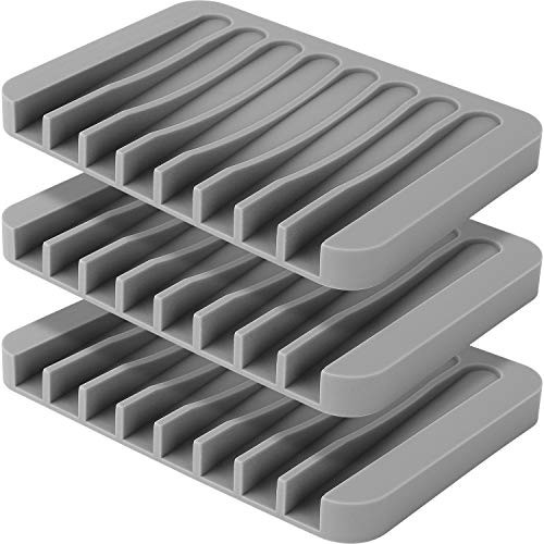 Anwenk 3Pack Soap Dish for Shower Waterfall Soap Holder Soap Tray Soap Saver Drainer Flexible Silicone for Shower/Bathroom/Kitchen/Counter TopKeep Soap Bars Dry CleanEasy Cleaning- Grey Anwenk 3Pack Soap Dish for Shower Waterfall Soap Holder Soap Tray Soap Saver Drainer Flexible Silicone for Shower/Bathroom/Kitchen/Counter TopKeep Soap Bars Dry CleanEasy Cleaning- Grey