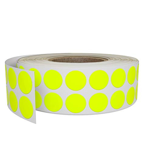 Royal Green Circle Stickers Roll 11/16 Inventory Labels 17mm in Neon Yellow - 1220 Pack