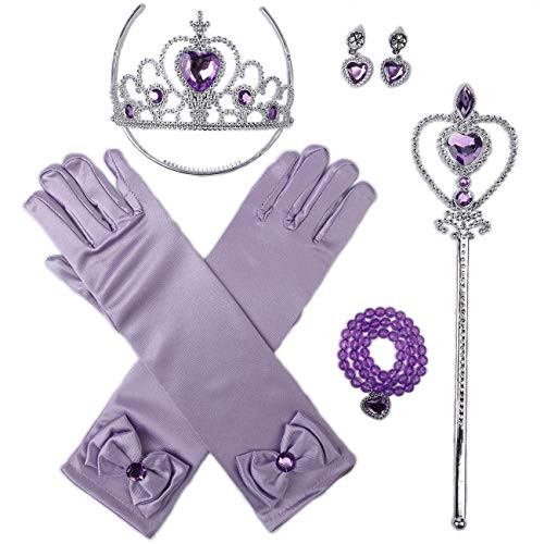 Orgrimmar Princess Dress Up Accessories Gloves Tiara Crown Wand Necklaces Presents for Kids Girls -Purple- Orgrimmar Princess Dress Up Accessories Gloves Tiara Crown Wand Necklaces Presents for Kids Girls -Purple-