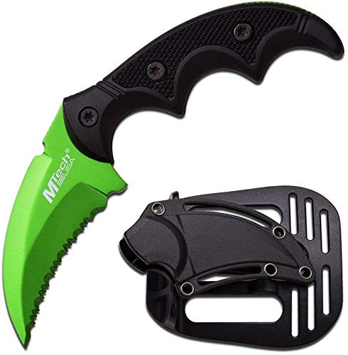 MTECH USA Fixed Blade Tactical Knife G10 Texture Handle with Holster 2 Inch Blade -Green-