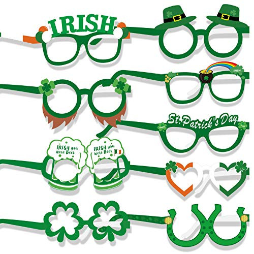 HOWAF 27 Pack St Patricks Day Glasses Paper Irish Shamrock Eyeglasses Green Clover Hat Beer Eyewear Photo Props Costume Accessories for St. Patricks Day Party Favors Supplies