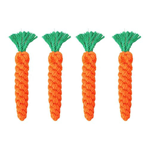 Halloluck 4 Pack Puppy Dog Chew Toys Carrot Cotton Pet Rope Chew Toys Pet Teeth Cleaning Chewing Biting Rope Cleanning Toy Dog Toys