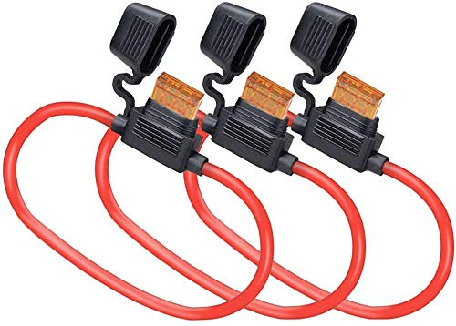 MCIGICM 10ga Inline Fuse Holder Waterprrof Pigtail Fuse Relay with 40A Blade Fuse 3 Pack