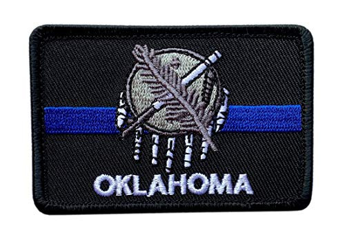 Oklahoma State Thin Blue Line Tactical Patch -Hook Fastener -3.0 X 2.0 - OP4-
