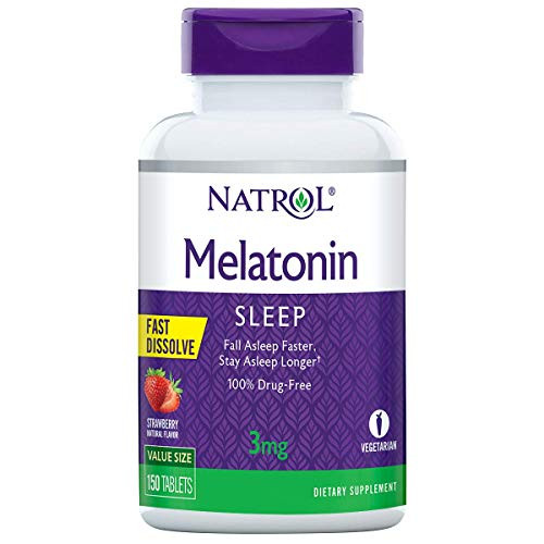 Natrol Melatonin Fast Dissolve Tablets Helps You Fall Asleep Faster Stay Asleep Longer Easy to Take Dissolves in Mouth Faster Absorption 3mg 150 Count