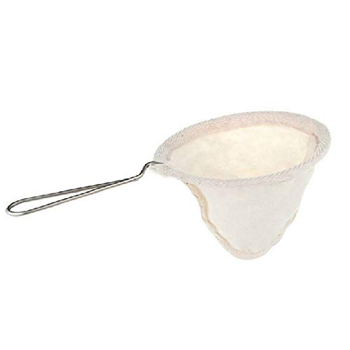 LFOEwpp7 Coffee Filter Reusable Stainless Steel Handle Flannel Cloth Strainer Coffee Mesh Filter Bag White