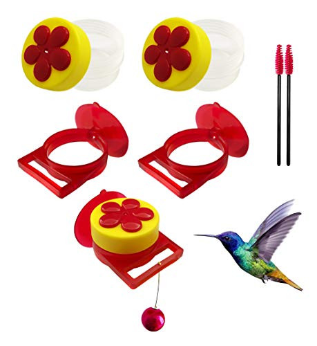 Naomo Handheld Hummingbird Feeders with Suction Cup Multifunctional Mini Hummingbird Feeder with Perches for Outdoors Kit Includes Cleaning Brush Yellow -2 Pack Yellow-