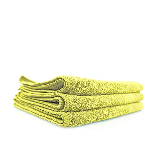 Chemical Guys MICMYELLOW03 Workhorse Professional Grade Microfiber Towel Yellow -16 in. x 16 in.- -Pack of 3-