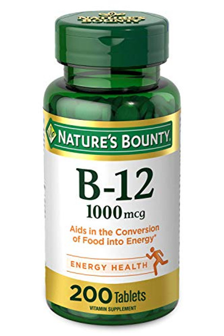 Vitamin B12 by Natures Bounty Vitamin Supplement Supports Energy Metabolism and Nervous System Health 1000mcg 200 Tablets Vitamin B12 by Natures Bounty Vitamin Supplement Supports Energy Metabolism and Nervous System Health 1000mcg 200 Tablets