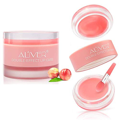 Lips Scrub Lip Balm Lip Sleeping Mask Sugar Gentle Exfoliation Lip Treatment Lip Moisturizer  and  Conditioner for Restore Hydrate  and  Plump Dry Chapped Lips Peeling Lips -Peach 0.8 Plus0.8 Fl.oz-
